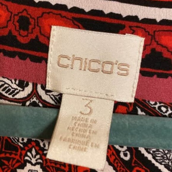 Chicos Red and Black Paisley Shirt - Picture 2 of 2